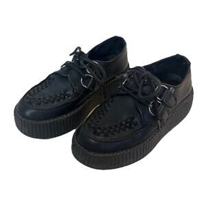 T.U.K. Low Sole Viva Creeper Black Shoes TUKskin Double Buckle Gothic Punk 3/5